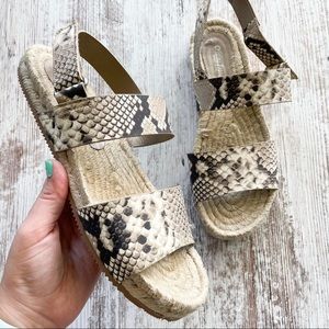 Christina Francini Snake Print Espadrille Sandals